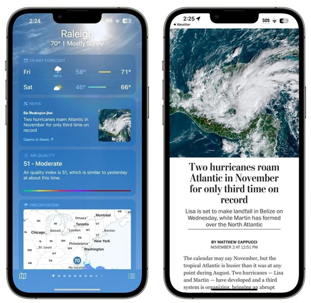 邯郸苹果14维修分享iPhone 14手机如何看天气时顺带看新闻 